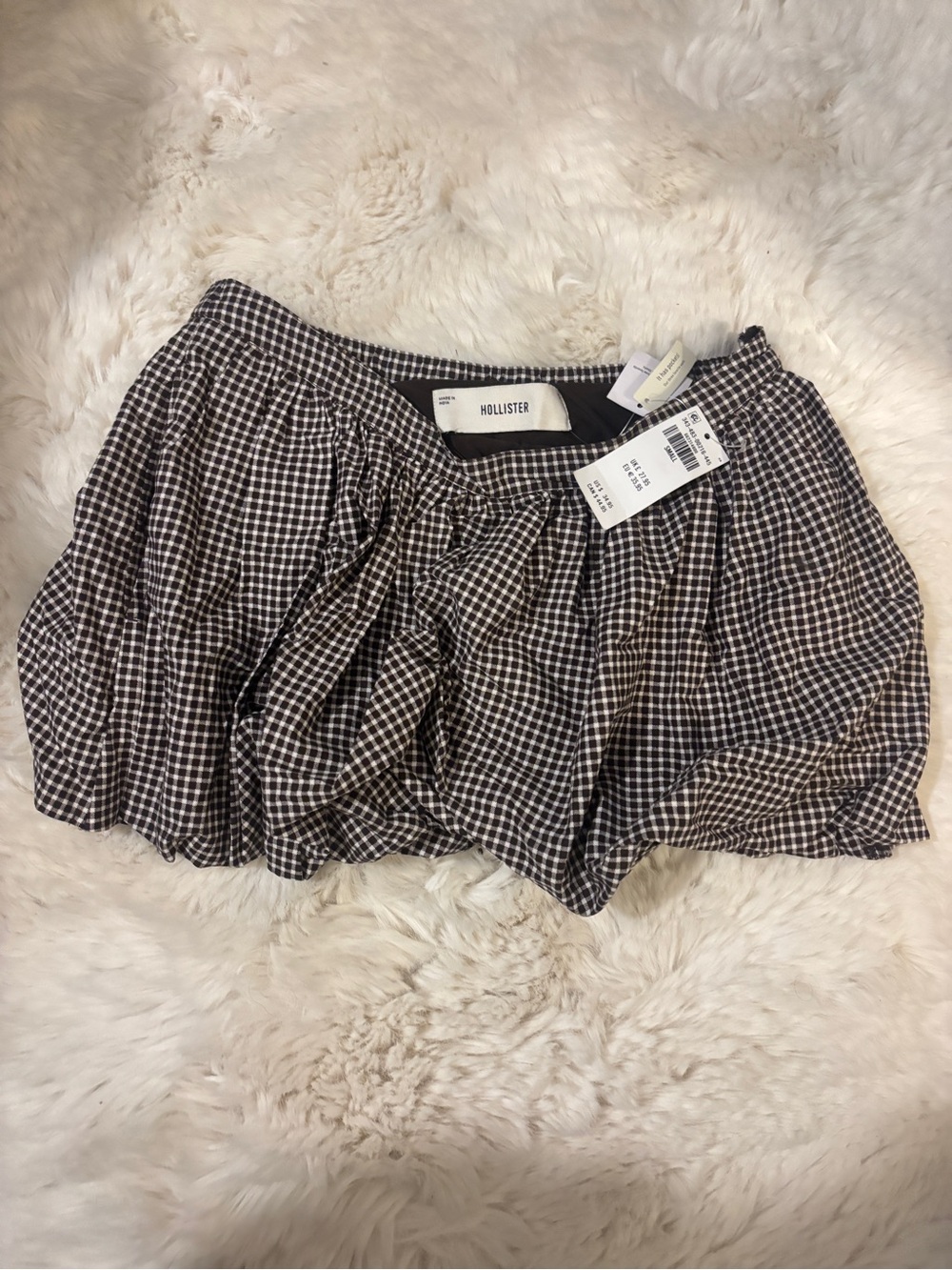 Hollister Brown & White Gingham Mini Skirt